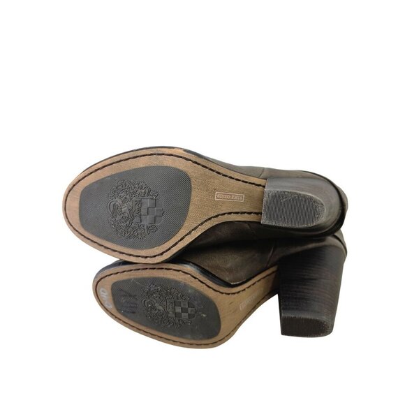 Vince Camuto Leather FoldOver Ankle Boot Women Sz 9 Taupe Brn 4" Block Heel Shoe - Picture 6 of 10